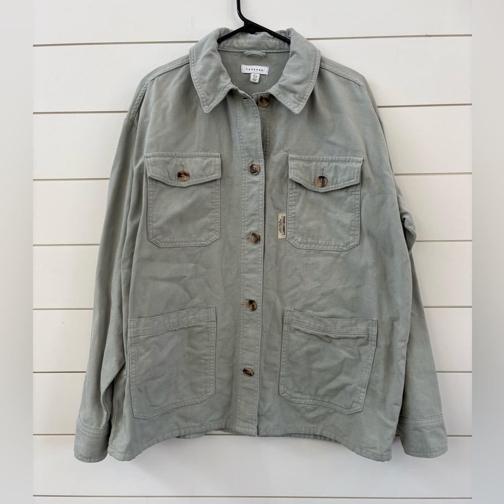 Topshop Olive Lightweight Oversized Utility Jacket